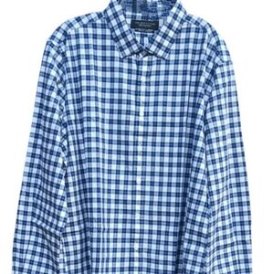 The Men's Store Navy and White Plaid Shirt